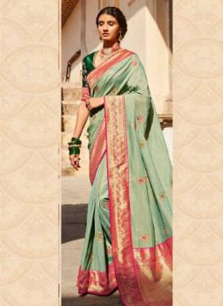 Pista Colour KIMORA SUNEHRI 17 Heavy Wedding Wear Silk Designer Latest Saree Collection 1424